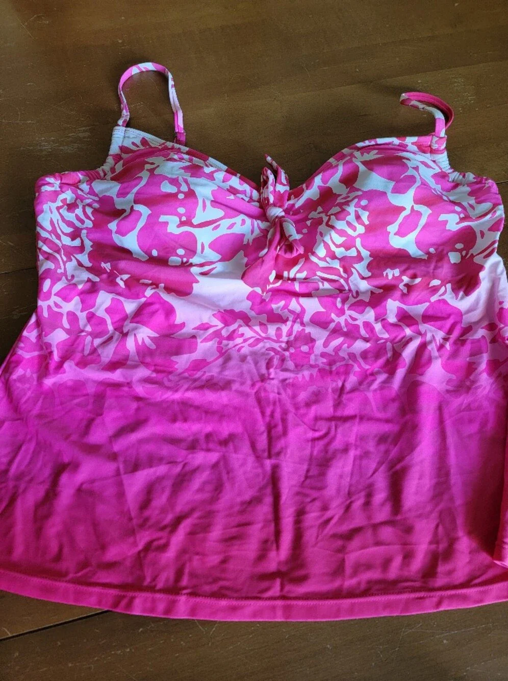 Plus Size Floral Pink Tie-Front Tankini Top & Skirt Swim Set
